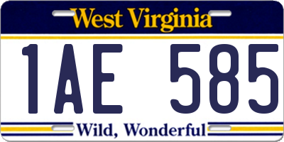 WV license plate 1AE585