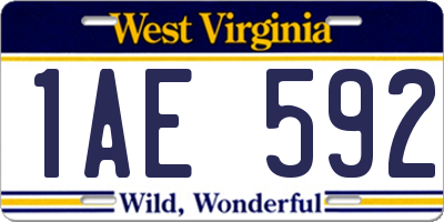 WV license plate 1AE592