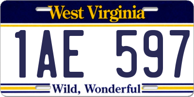 WV license plate 1AE597