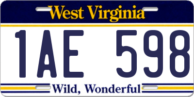 WV license plate 1AE598
