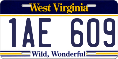 WV license plate 1AE609