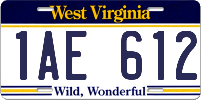WV license plate 1AE612