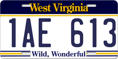 WV license plate 1AE613