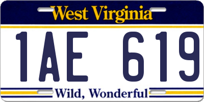 WV license plate 1AE619