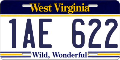 WV license plate 1AE622