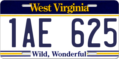 WV license plate 1AE625