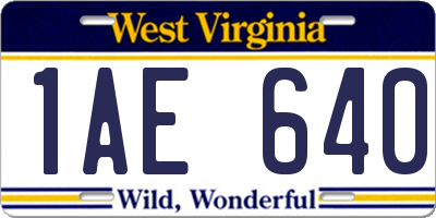 WV license plate 1AE640