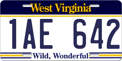 WV license plate 1AE642