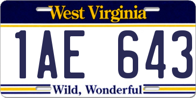 WV license plate 1AE643