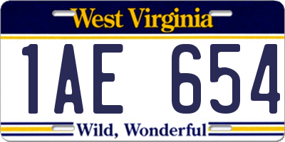WV license plate 1AE654