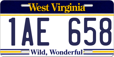WV license plate 1AE658