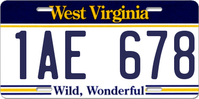WV license plate 1AE678