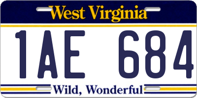 WV license plate 1AE684