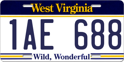 WV license plate 1AE688