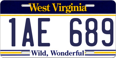 WV license plate 1AE689