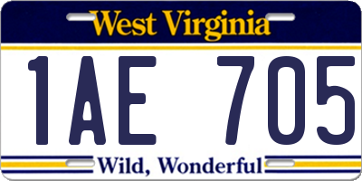 WV license plate 1AE705