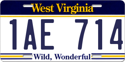 WV license plate 1AE714