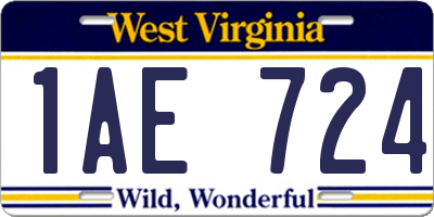 WV license plate 1AE724