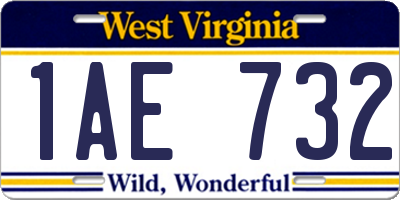 WV license plate 1AE732