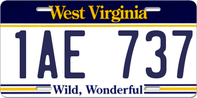 WV license plate 1AE737