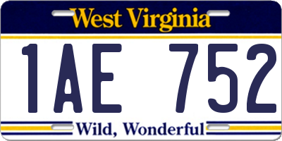 WV license plate 1AE752