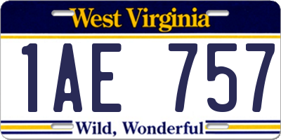 WV license plate 1AE757