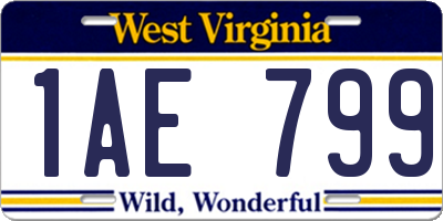 WV license plate 1AE799