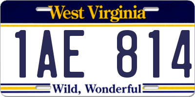 WV license plate 1AE814