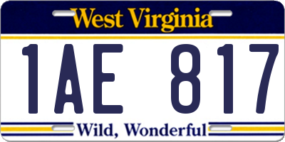 WV license plate 1AE817