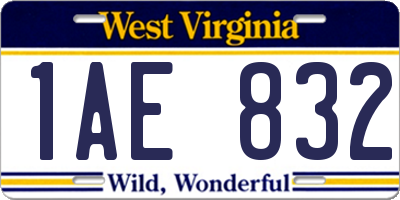 WV license plate 1AE832