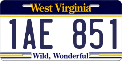 WV license plate 1AE851