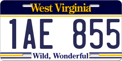 WV license plate 1AE855