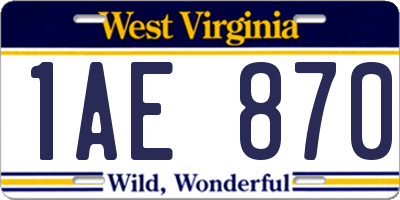 WV license plate 1AE870