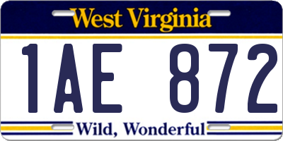 WV license plate 1AE872
