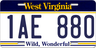 WV license plate 1AE880