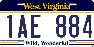 WV license plate 1AE884
