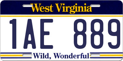 WV license plate 1AE889