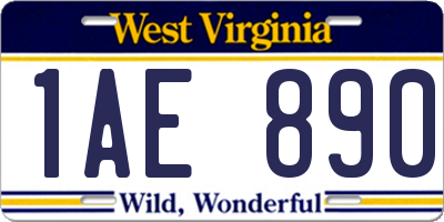 WV license plate 1AE890