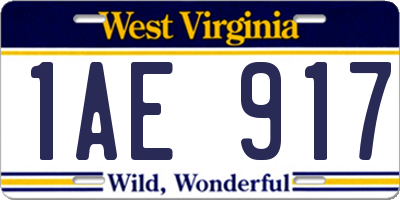 WV license plate 1AE917