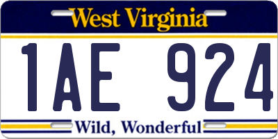WV license plate 1AE924