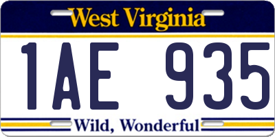 WV license plate 1AE935