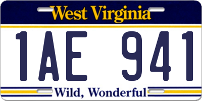 WV license plate 1AE941