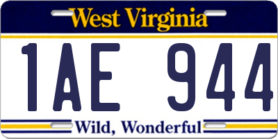 WV license plate 1AE944