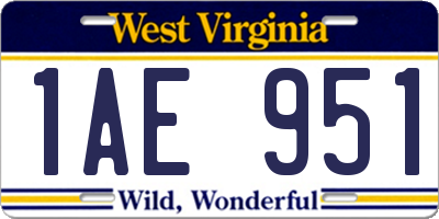 WV license plate 1AE951