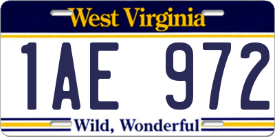 WV license plate 1AE972