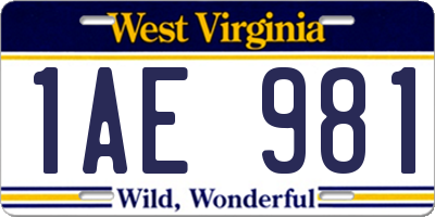 WV license plate 1AE981