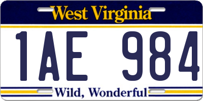 WV license plate 1AE984
