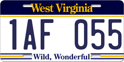 WV license plate 1AF055