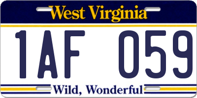 WV license plate 1AF059