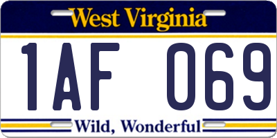 WV license plate 1AF069